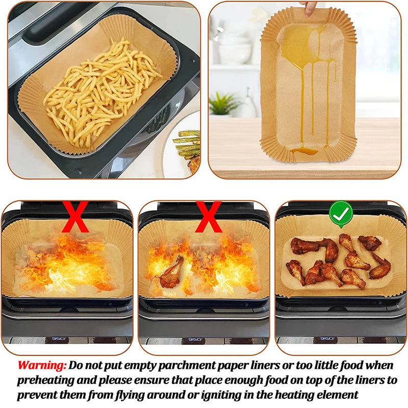 Disposable Air Fryer Paper - Non-Stick Baking Mat for Kitchen Airfryer