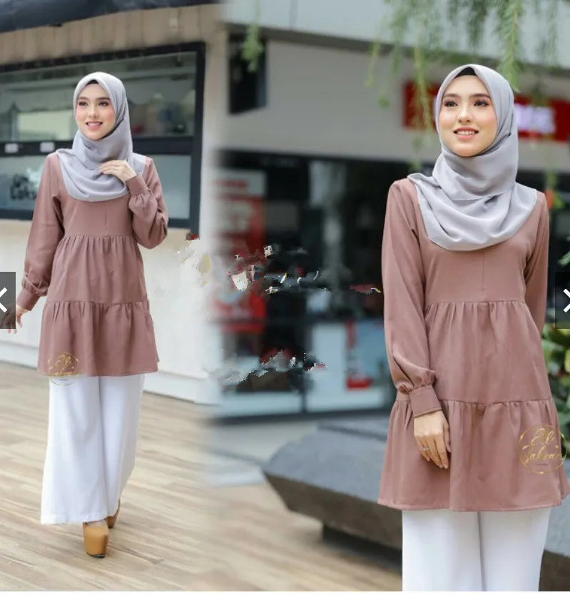 Muslim Women Blouse Islamic Clothing for Girls Long Sleeve Tops Woman Islamism Blouses Abayas for Women Turkish T-shirts