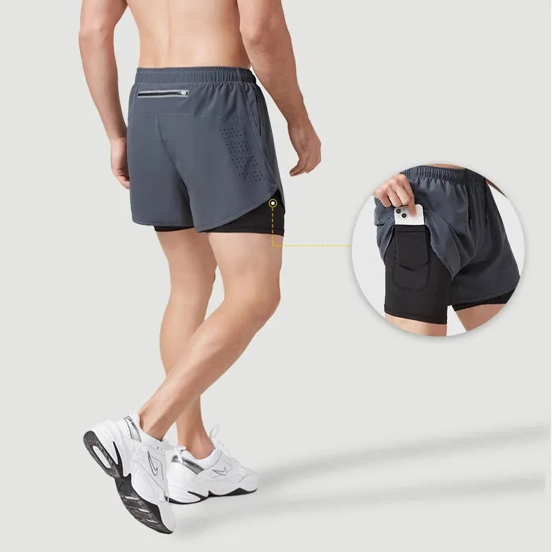 Men's Quick-Drying Fitness Running Shorts for Sport and Workout (Black)