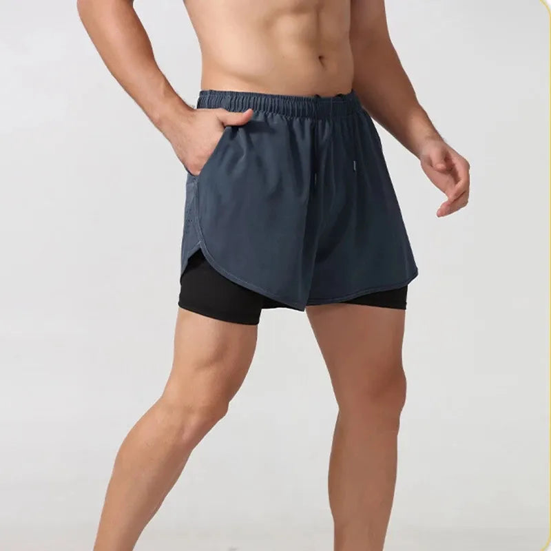 Men's Quick-Drying Fitness Running Shorts for Sport and Workout (Black)