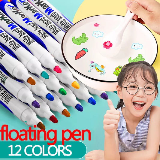 8/12 Colors Magical Water Floating Student Painting Brush, Whiteboard Markers, Suspension Kids Educational Painting Pen Toys