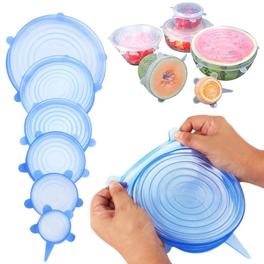 6Pcs Reusable Silicone Food Storage Covers - Kitchen Organization Tool