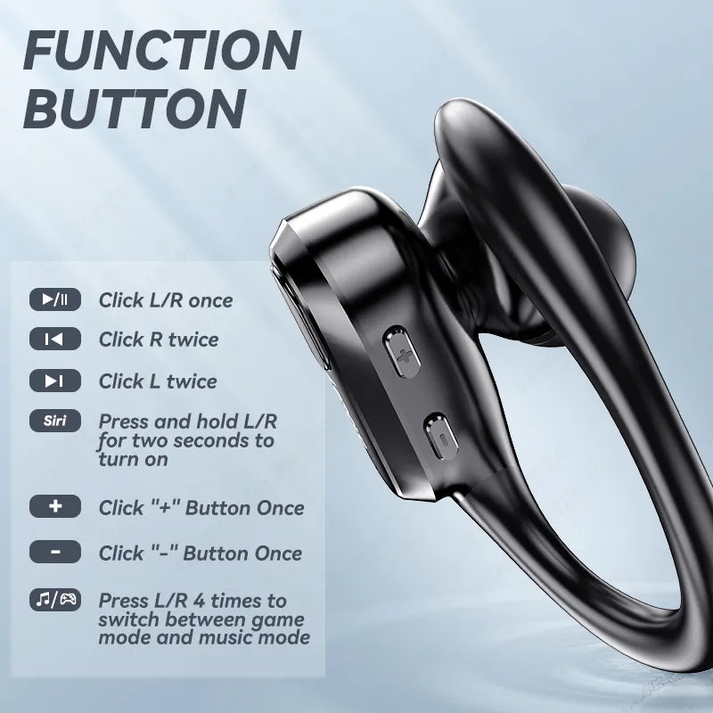 XT80 Bluetooth 5.3 Earphones True Wireless Headphones with Mic Button Control Noise Reduction Earhooks Waterproof Headset