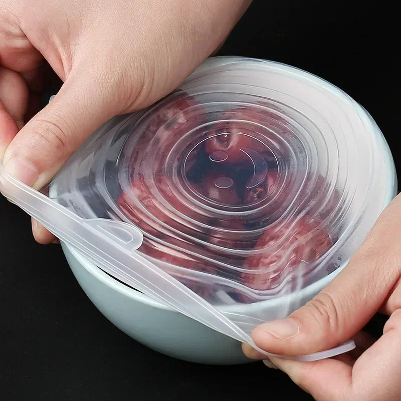 6Pcs Reusable Silicone Food Storage Covers - Kitchen Organization Tool