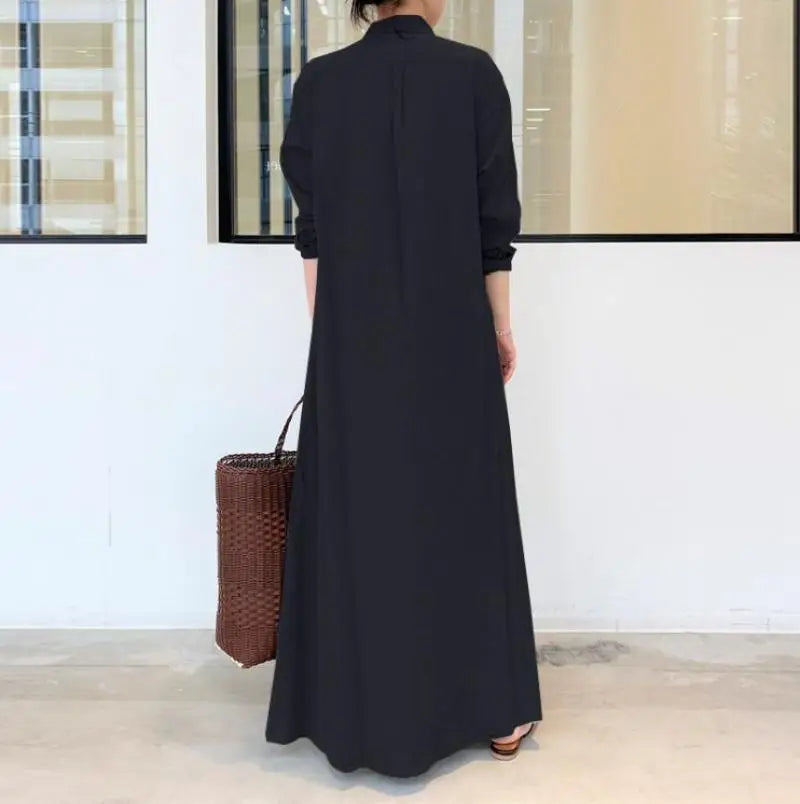 Lapel Shirt Dress Khimar Abaya, Long Sleeve Islamic Clothing for Women, Dubai Kaftan, Turkish Modesty Robe Jilbab