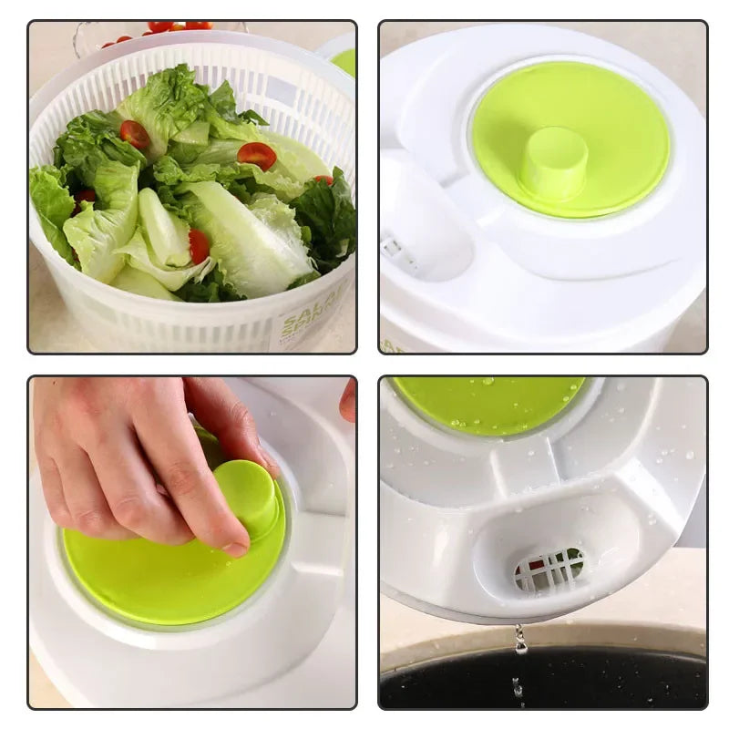 Plastic Manual Vegetable Drier Salad Spinner Lettuce Greens Washer Crisper Strainer Household Kitchen Salad Vegetable Drier Tool