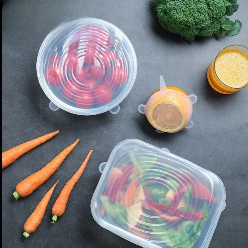 6Pcs Reusable Silicone Food Storage Covers - Kitchen Organization Tool