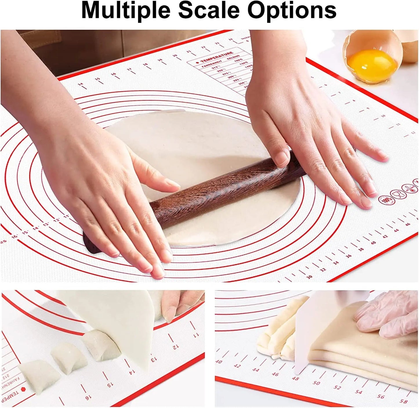 UNTIOR Silicone Kneading Dough Mat for Baking, Pizza, and Cake Making