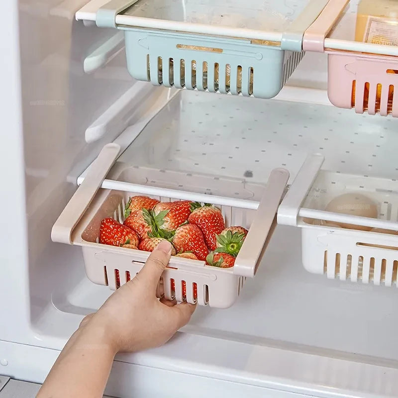 Fridge Organizer Storage Box - Plastic Drawer for Refrigerator with Food Storage