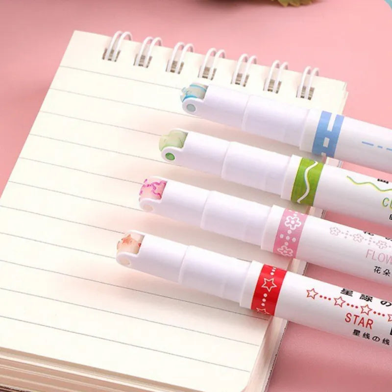 6-Piece Kawaii Flower-Shaped Highlighter Pen Set with Roller Tips for Writing, Journaling, and Drawing