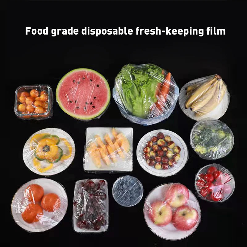 Reusable Disposable Food Cover Plastic Wrap - Elastic Lids for Kitchen Bowls and Plates