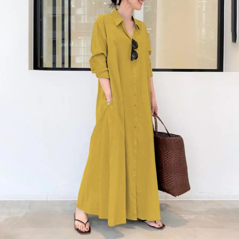 Lapel Shirt Dress Khimar Abaya, Long Sleeve Islamic Clothing for Women, Dubai Kaftan, Turkish Modesty Robe Jilbab