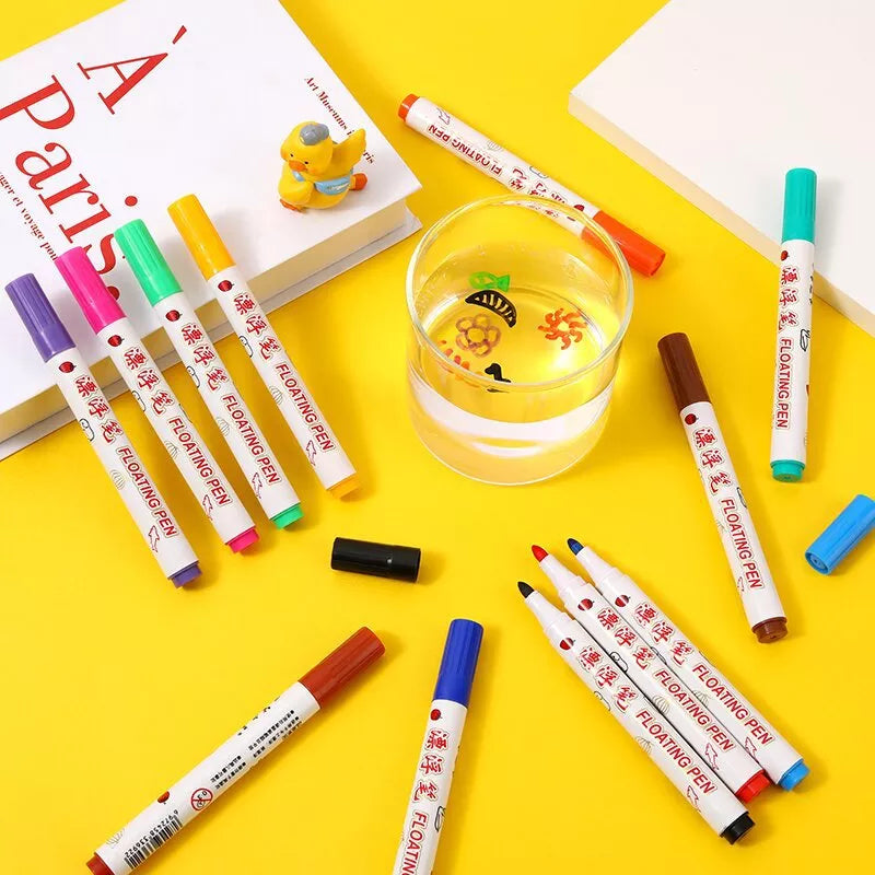 8/12 Colors Magical Water Floating Student Painting Brush, Whiteboard Markers, Suspension Kids Educational Painting Pen Toys