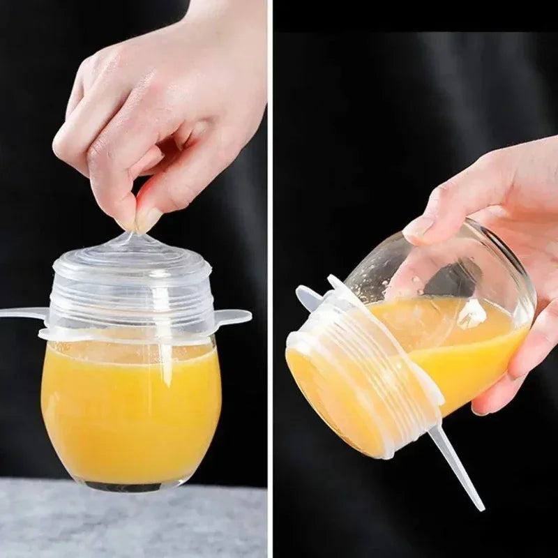 6Pcs Reusable Silicone Food Storage Covers - Kitchen Organization Tool
