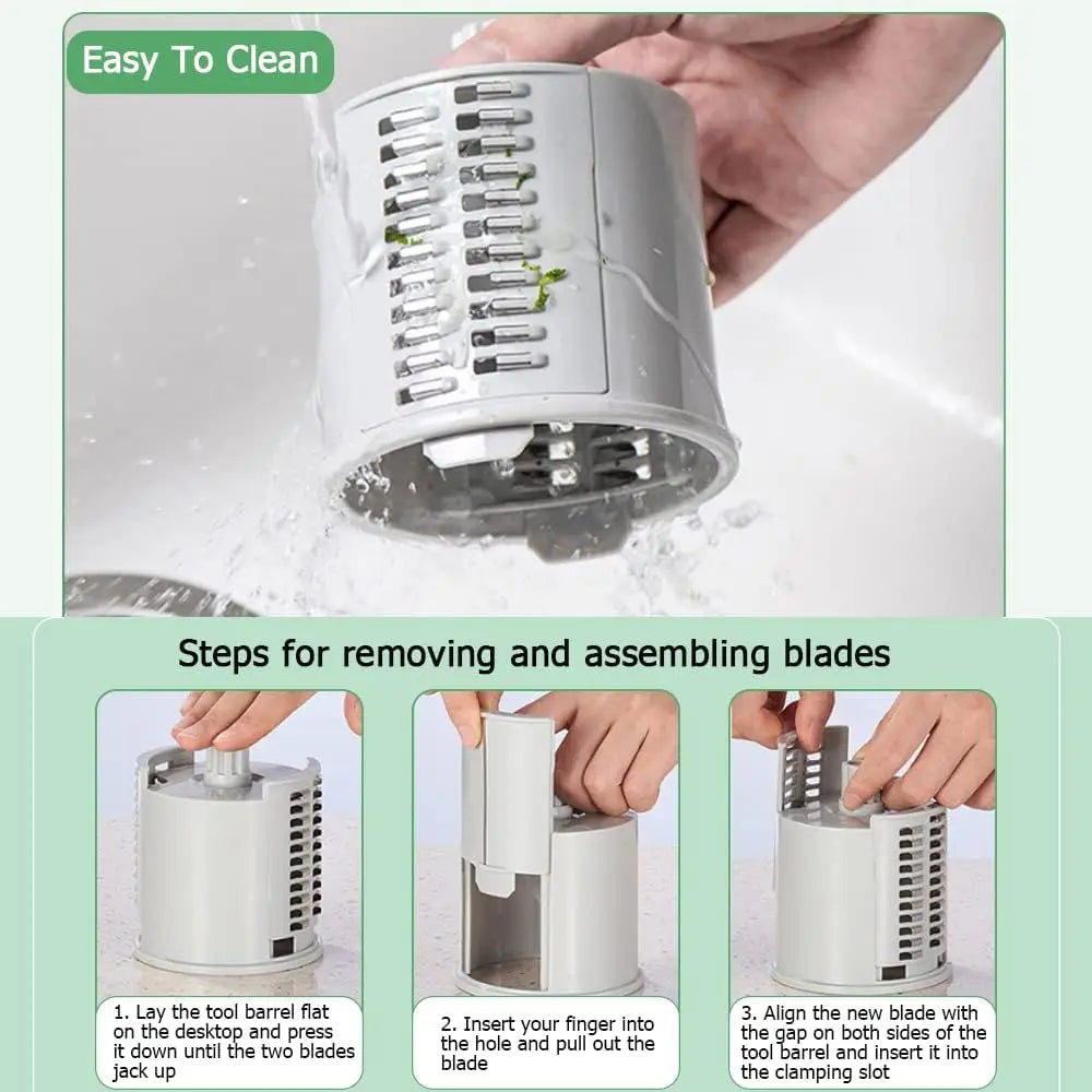Kitchen 3 in 1 Manual Rotary Cheese Grater With Handle, Kitchen Vegetable Slicer, Chopper, Grinder, Rotary Slicer for Easy Clean