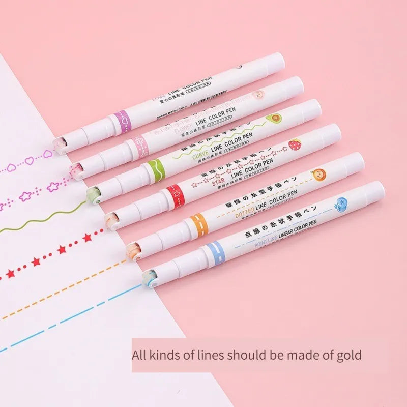 6-Piece Kawaii Flower-Shaped Highlighter Pen Set with Roller Tips for Writing, Journaling, and Drawing
