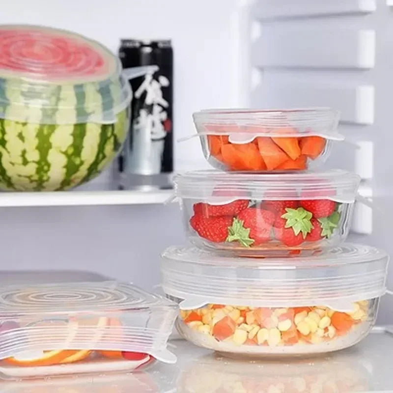 6Pcs Reusable Silicone Food Storage Covers - Kitchen Organization Tool