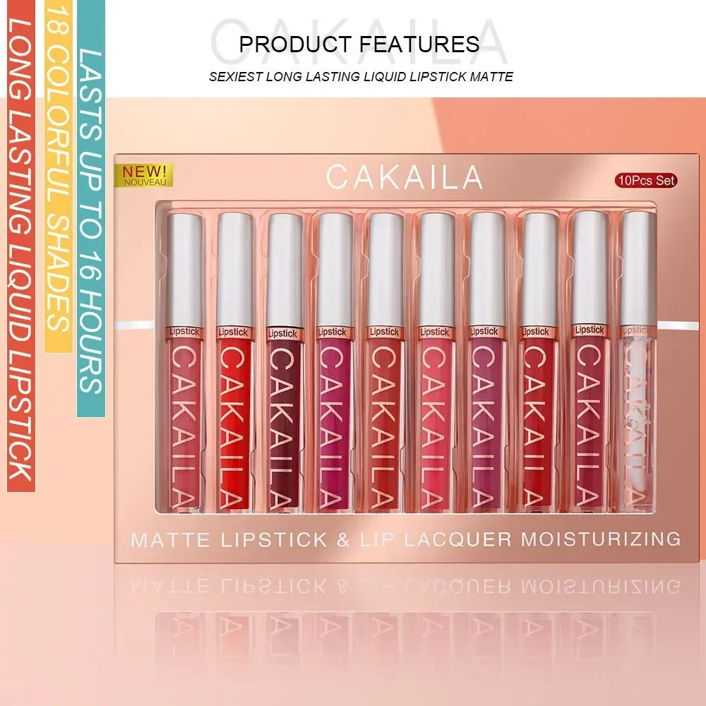 10 PCS Lipstick Set Make-up for women Free shipping Waterproof Long lasting Cosmetics Korean makeup Matte lipstick