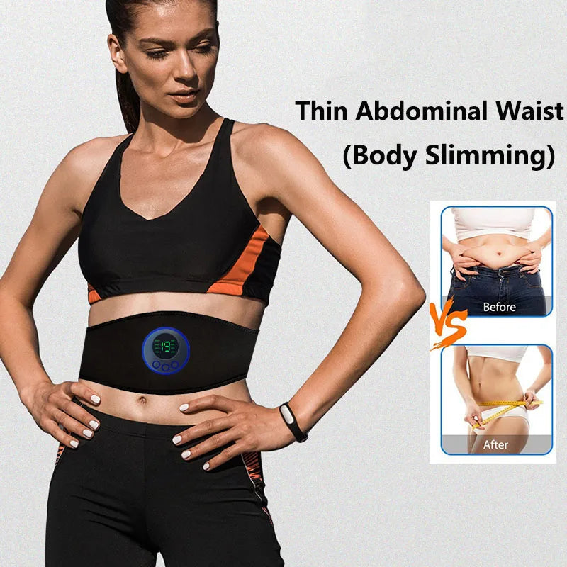 Electric Abs Abdominal Trainer EMS Muscle Stimulator Toning Belt for Home Gym Fitness and Weight Loss.
