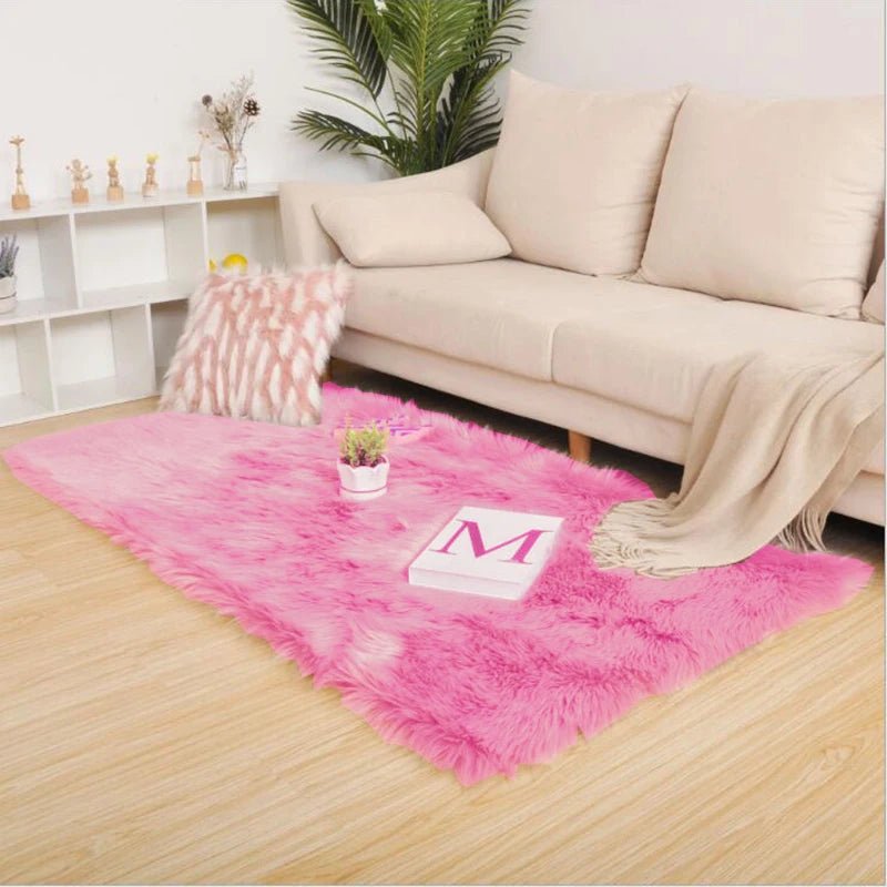 Imitation Wool Carpet Living Room Decor Soft Plush Rectangular Sofa Foot Mat Area Rugs Children's Bedside Carpet Balcony Cushion - Etawia Products