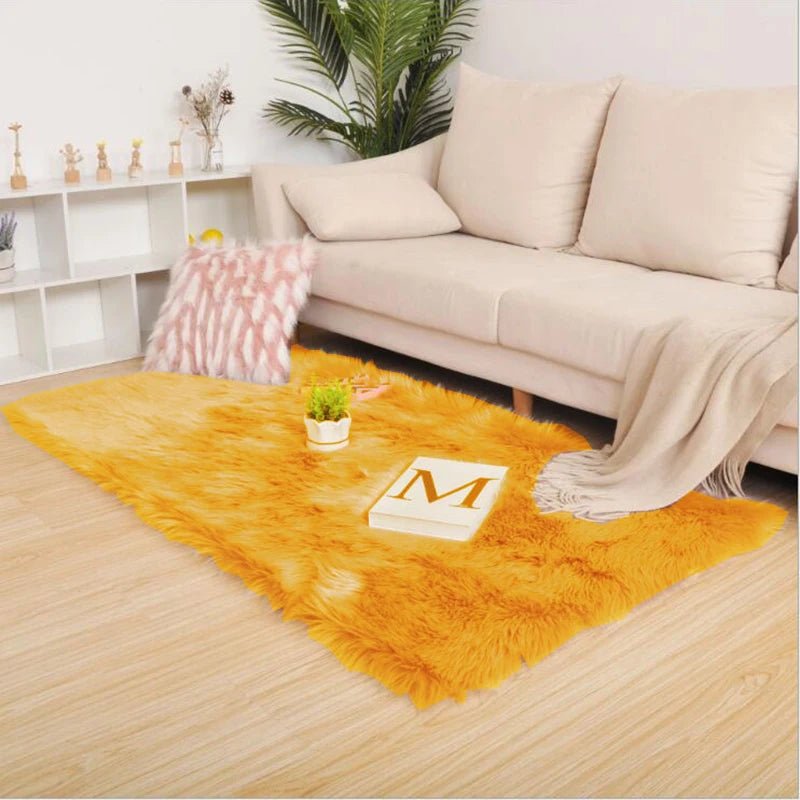 Imitation Wool Carpet Living Room Decor Soft Plush Rectangular Sofa Foot Mat Area Rugs Children's Bedside Carpet Balcony Cushion - Etawia Products