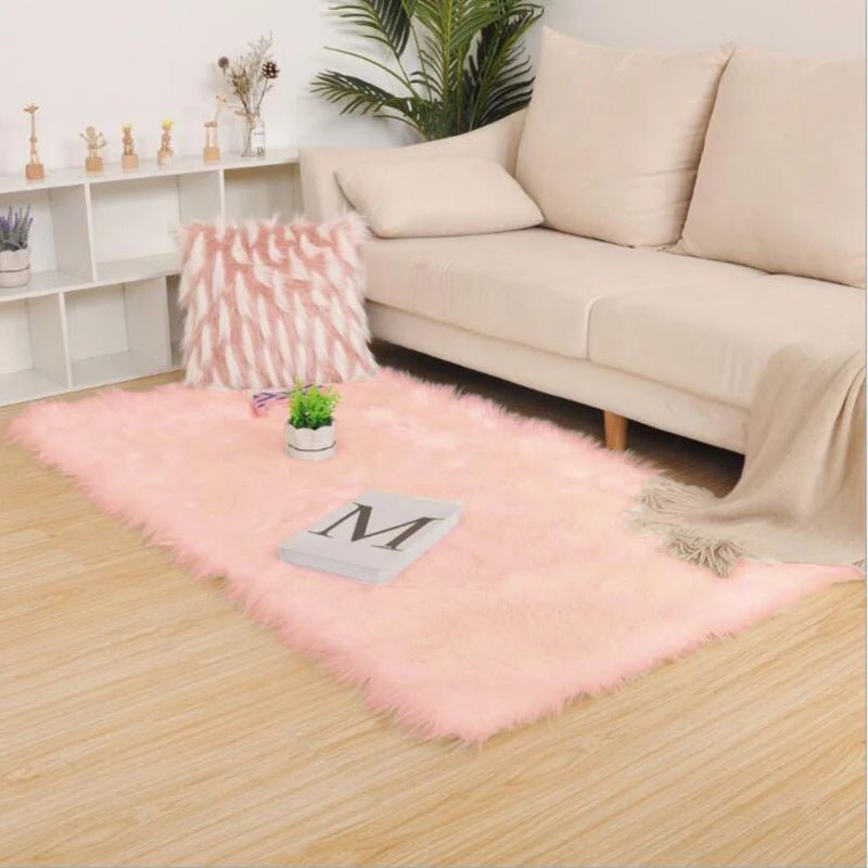 Imitation Wool Carpet Living Room Decor Soft Plush Rectangular Sofa Foot Mat Area Rugs Children's Bedside Carpet Balcony Cushion - Etawia Products
