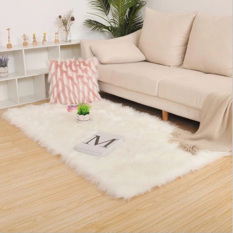 Imitation Wool Carpet Living Room Decor Soft Plush Rectangular Sofa Foot Mat Area Rugs Children's Bedside Carpet Balcony Cushion - Etawia Products