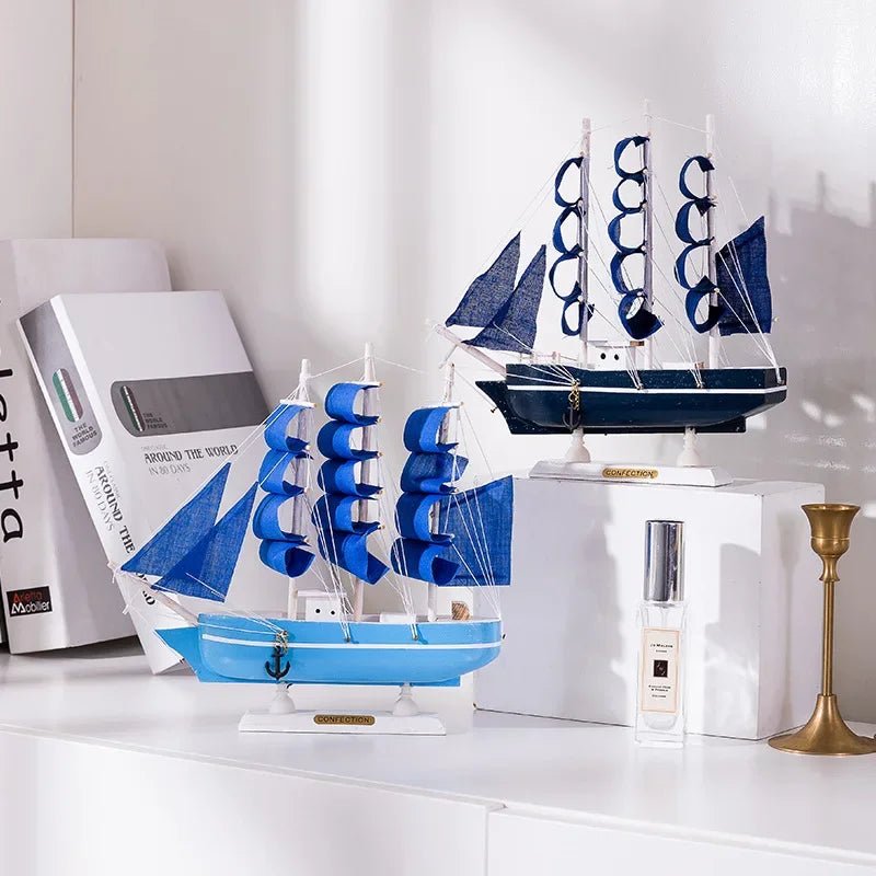 Wooden Sailboat Model for Office/Living Room Decor, Nautical Crafts, Creative Home Decoration, Birthday Gift - Etawia Products