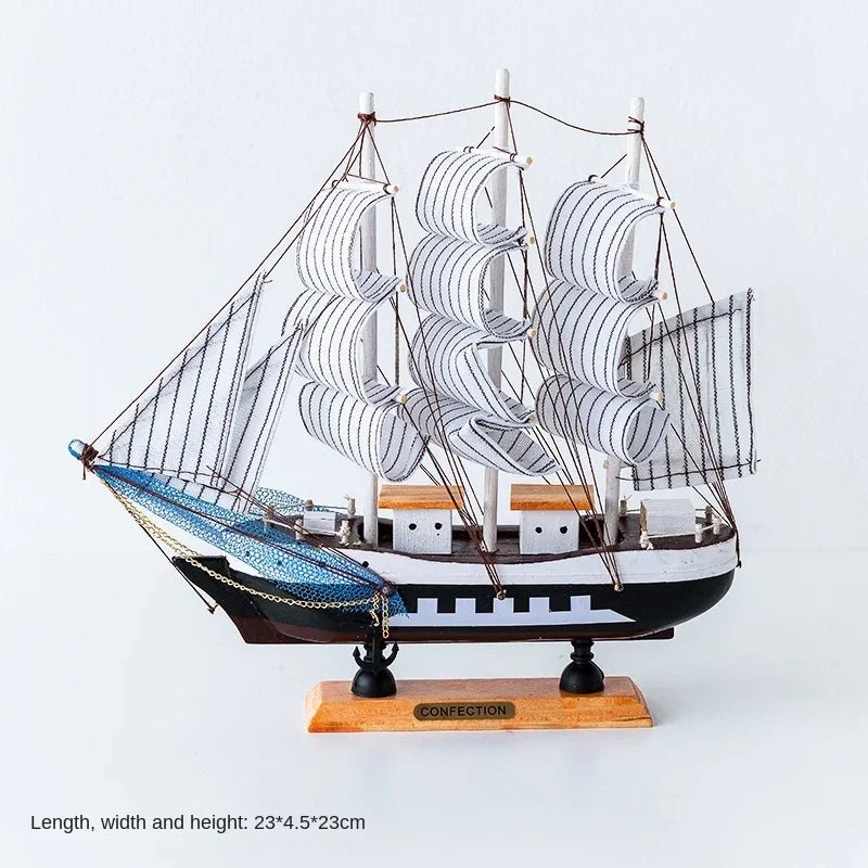 Wooden Sailboat Model for Office/Living Room Decor, Nautical Crafts, Creative Home Decoration, Birthday Gift - Etawia Products