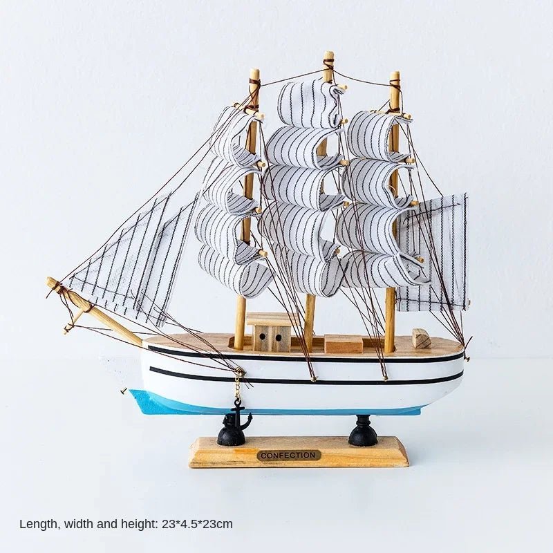 Wooden Sailboat Model for Office/Living Room Decor, Nautical Crafts, Creative Home Decoration, Birthday Gift - Etawia Products