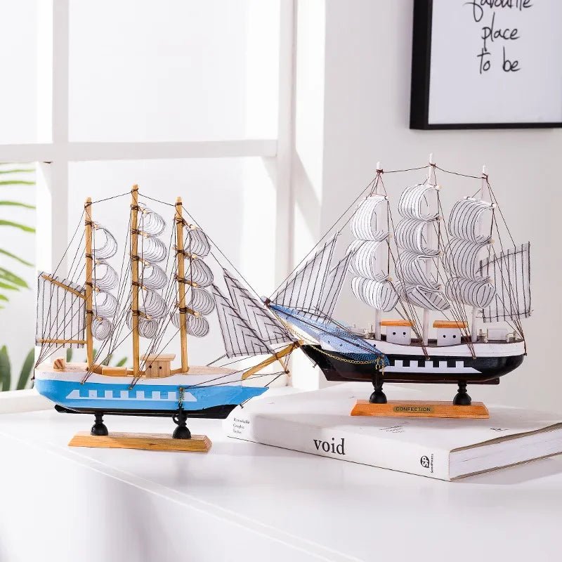 Wooden Sailboat Model for Office/Living Room Decor, Nautical Crafts, Creative Home Decoration, Birthday Gift - Etawia Products