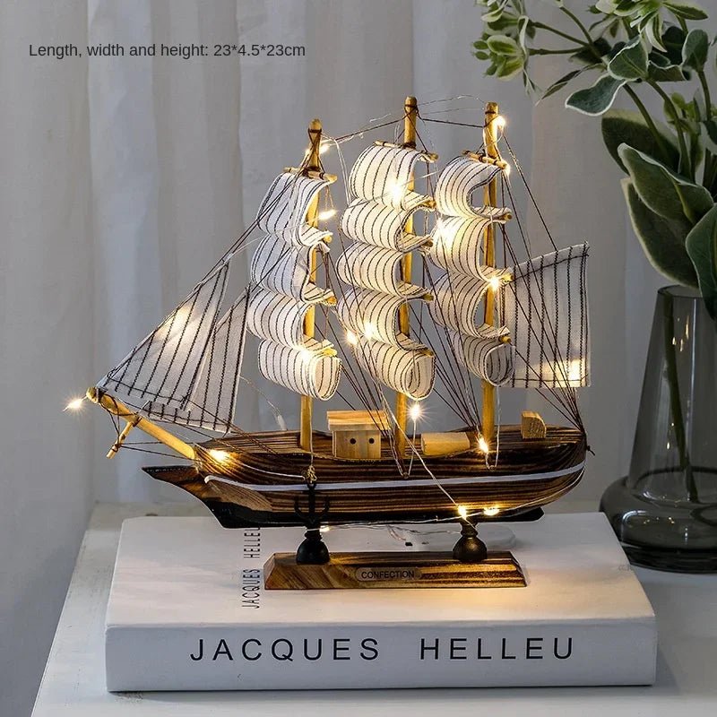 Wooden Sailboat Model for Office/Living Room Decor, Nautical Crafts, Creative Home Decoration, Birthday Gift - Etawia Products