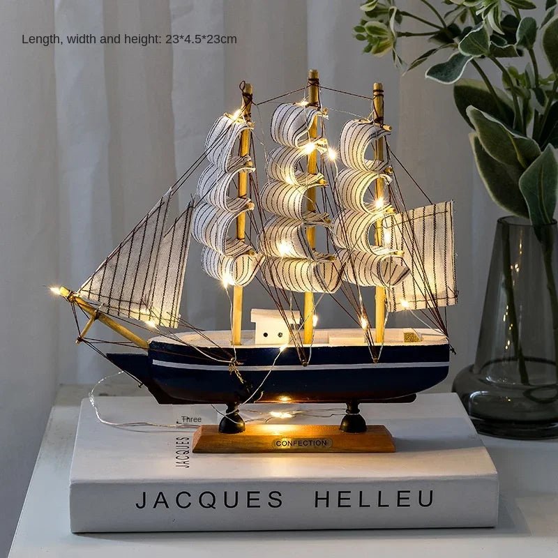 Wooden Sailboat Model for Office/Living Room Decor, Nautical Crafts, Creative Home Decoration, Birthday Gift - Etawia Products