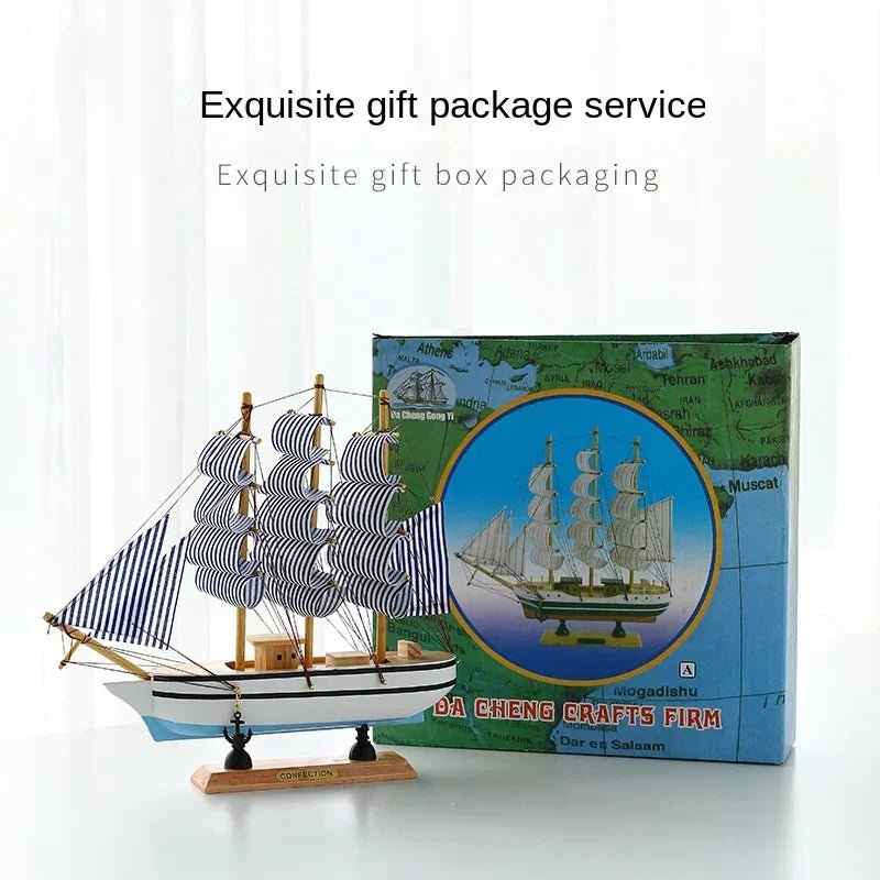 Wooden Sailboat Model for Office/Living Room Decor, Nautical Crafts, Creative Home Decoration, Birthday Gift - Etawia Products