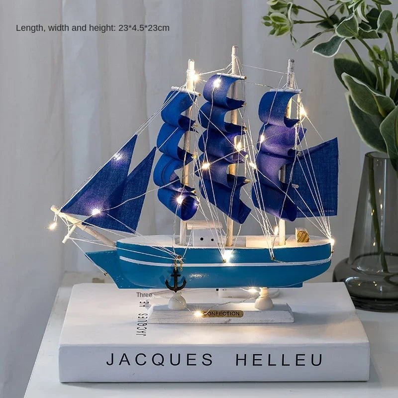 Wooden Sailboat Model for Office/Living Room Decor, Nautical Crafts, Creative Home Decoration, Birthday Gift - Etawia Products