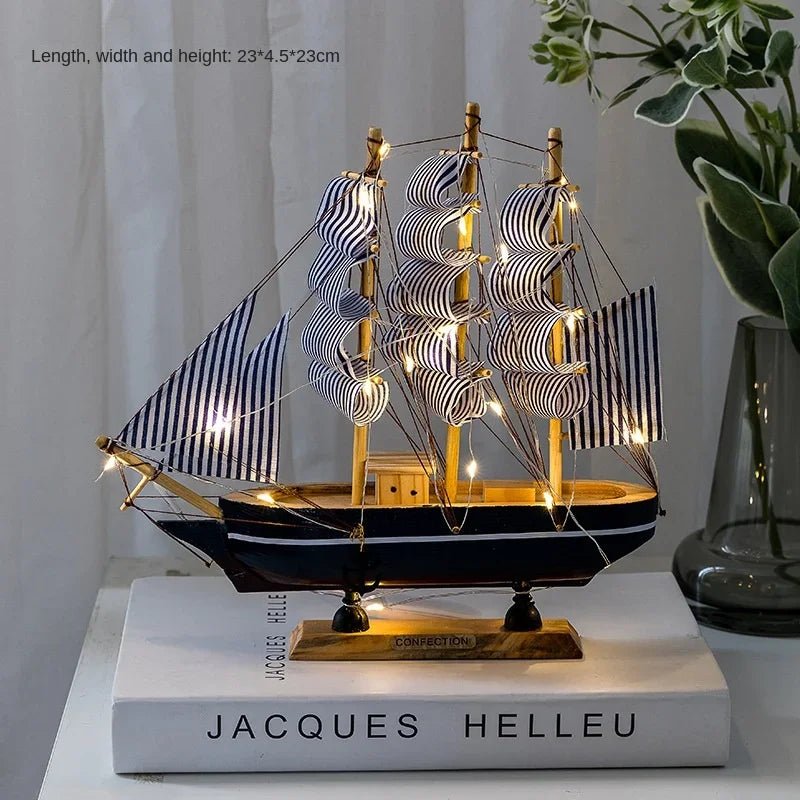 Wooden Sailboat Model for Office/Living Room Decor, Nautical Crafts, Creative Home Decoration, Birthday Gift - Etawia Products