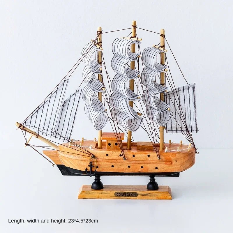 Wooden Sailboat Model for Office/Living Room Decor, Nautical Crafts, Creative Home Decoration, Birthday Gift - Etawia Products