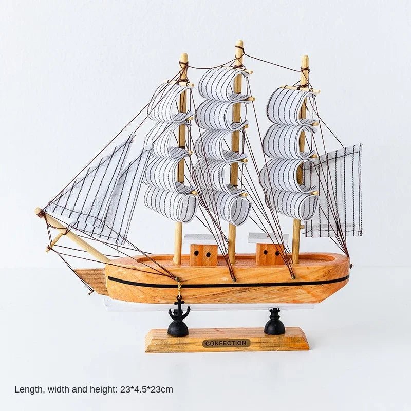 Wooden Sailboat Model for Office/Living Room Decor, Nautical Crafts, Creative Home Decoration, Birthday Gift - Etawia Products