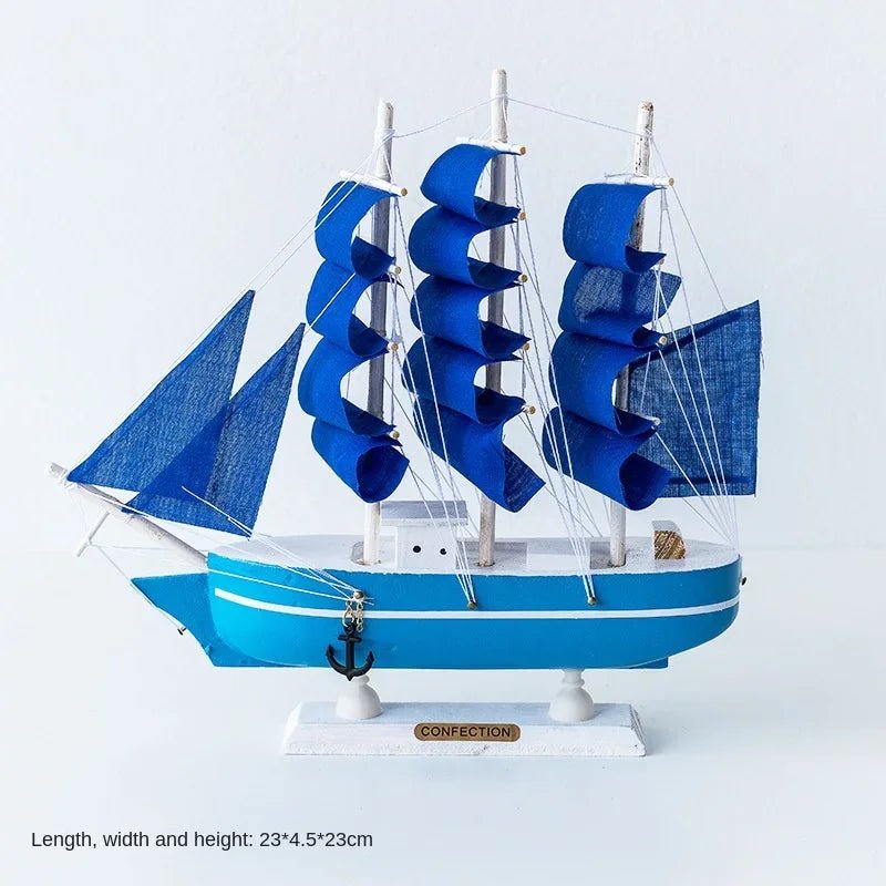 Wooden Sailboat Model for Office/Living Room Decor, Nautical Crafts, Creative Home Decoration, Birthday Gift - Etawia Products