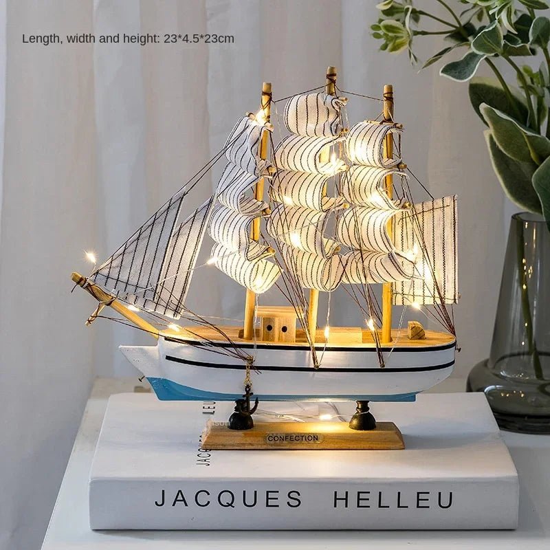 Wooden Sailboat Model for Office/Living Room Decor, Nautical Crafts, Creative Home Decoration, Birthday Gift - Etawia Products