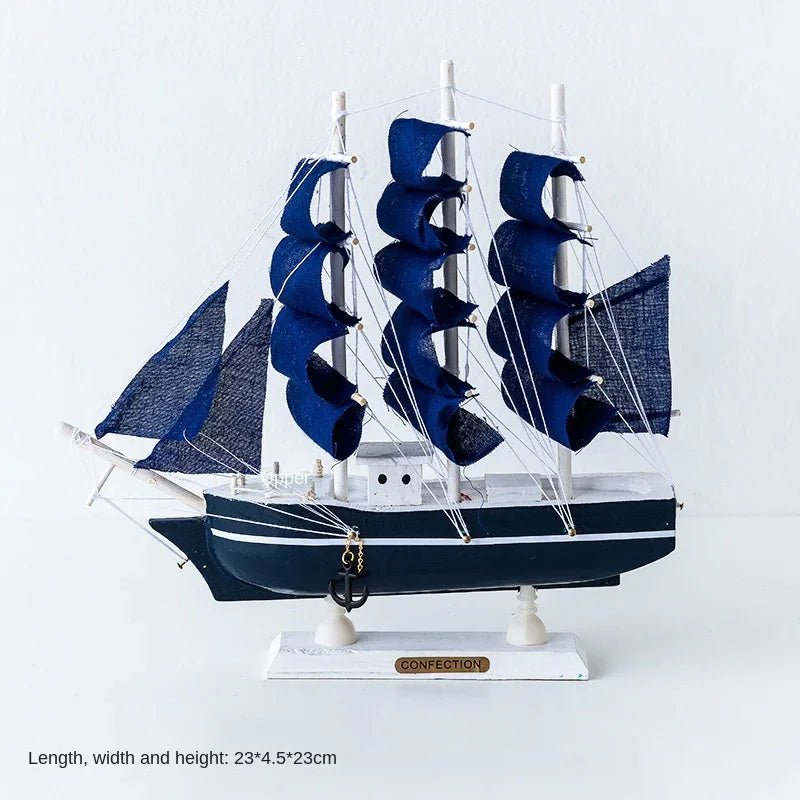 Wooden Sailboat Model for Office/Living Room Decor, Nautical Crafts, Creative Home Decoration, Birthday Gift - Etawia Products