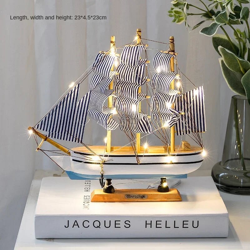 Wooden Sailboat Model for Office/Living Room Decor, Nautical Crafts, Creative Home Decoration, Birthday Gift - Etawia Products