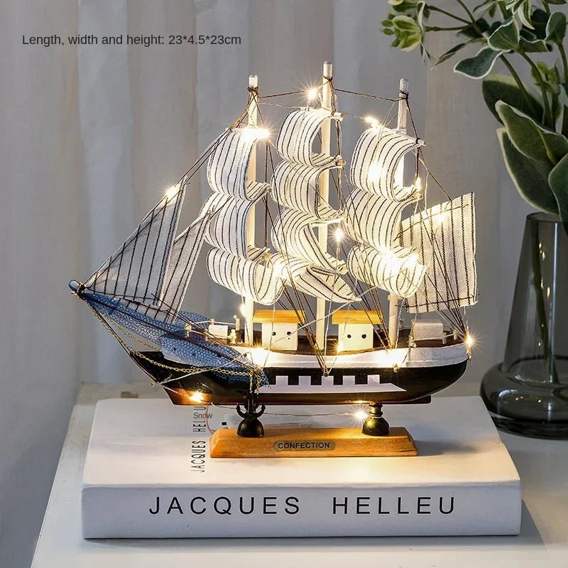 Wooden Sailboat Model for Office/Living Room Decor, Nautical Crafts, Creative Home Decoration, Birthday Gift - Etawia Products