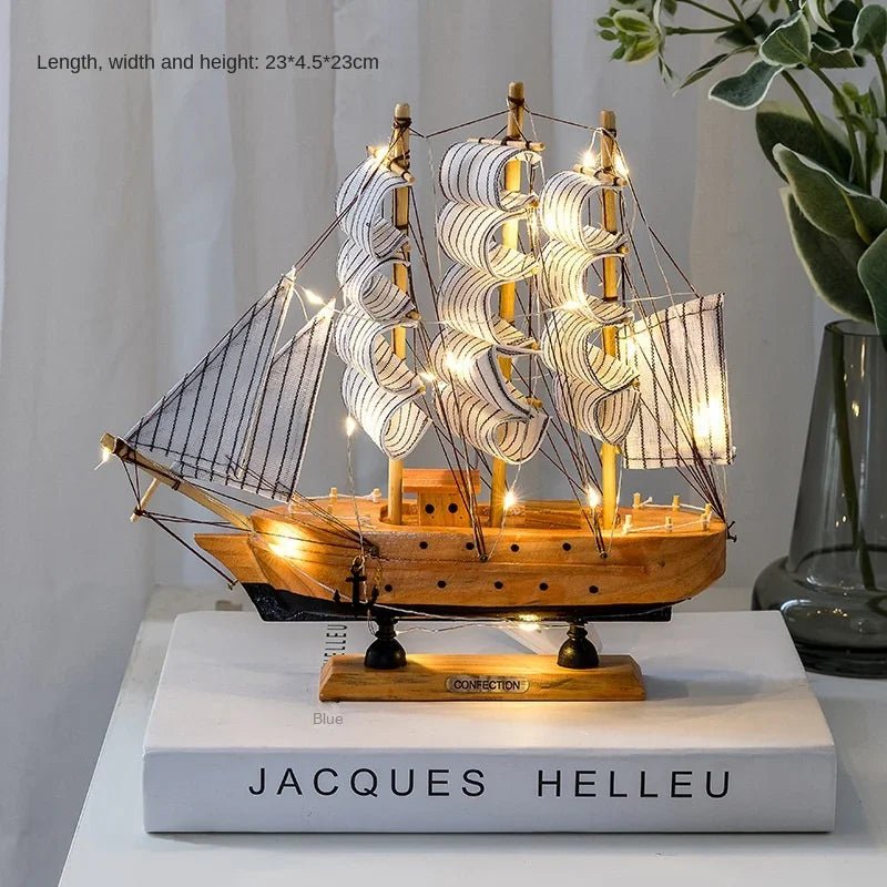 Wooden Sailboat Model for Office/Living Room Decor, Nautical Crafts, Creative Home Decoration, Birthday Gift - Etawia Products