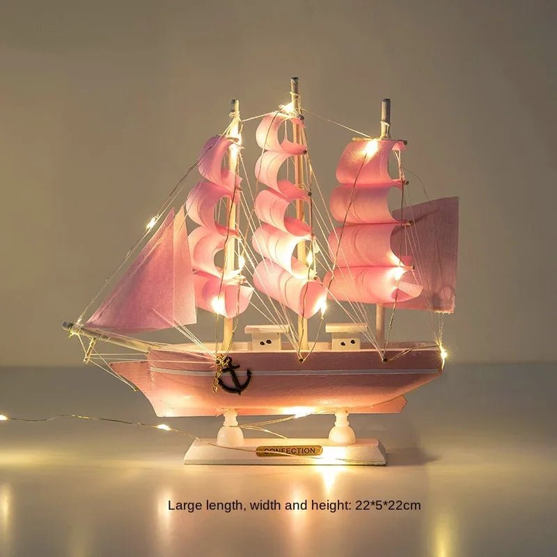 Wooden Sailboat Model for Office/Living Room Decor, Nautical Crafts, Creative Home Decoration, Birthday Gift - Etawia Products