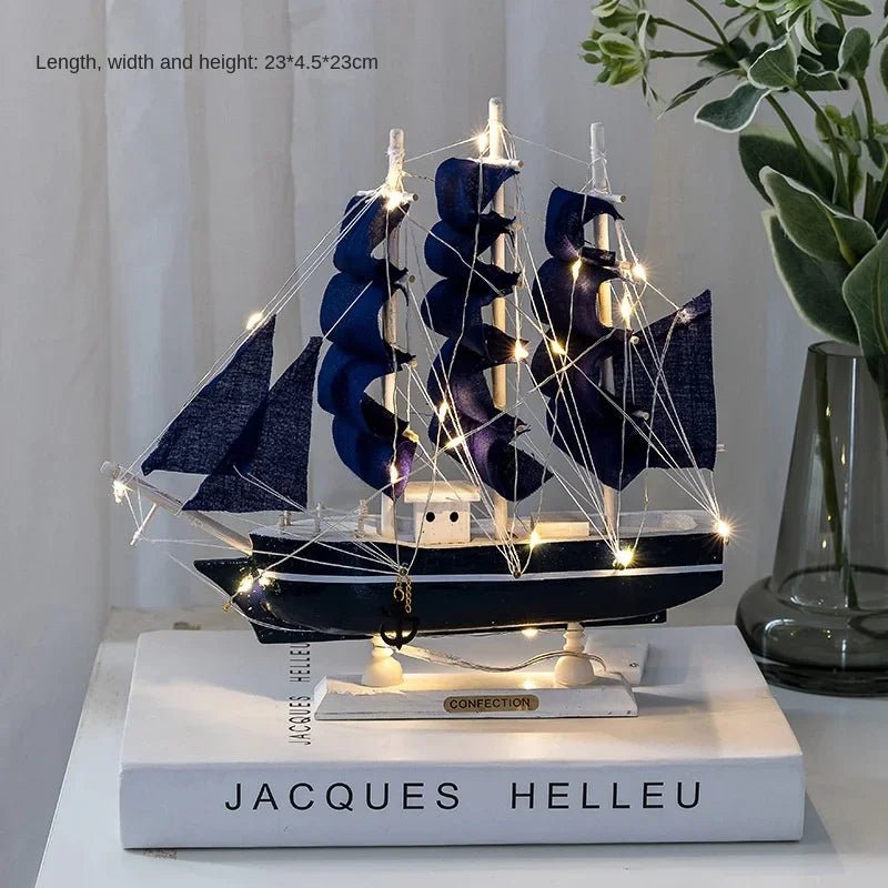 Wooden Sailboat Model for Office/Living Room Decor, Nautical Crafts, Creative Home Decoration, Birthday Gift - Etawia Products