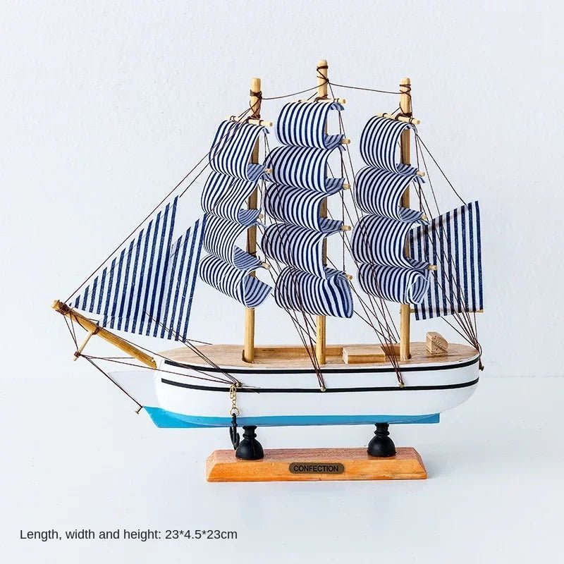 Wooden Sailboat Model for Office/Living Room Decor, Nautical Crafts, Creative Home Decoration, Birthday Gift - Etawia Products