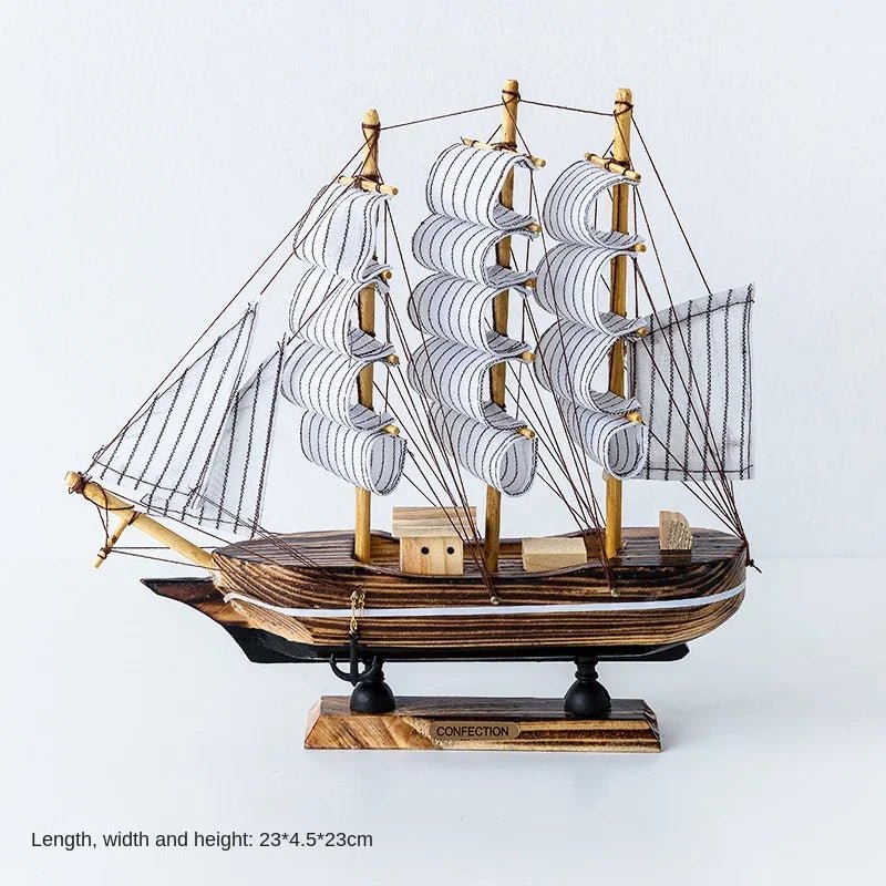 Wooden Sailboat Model for Office/Living Room Decor, Nautical Crafts, Creative Home Decoration, Birthday Gift - Etawia Products