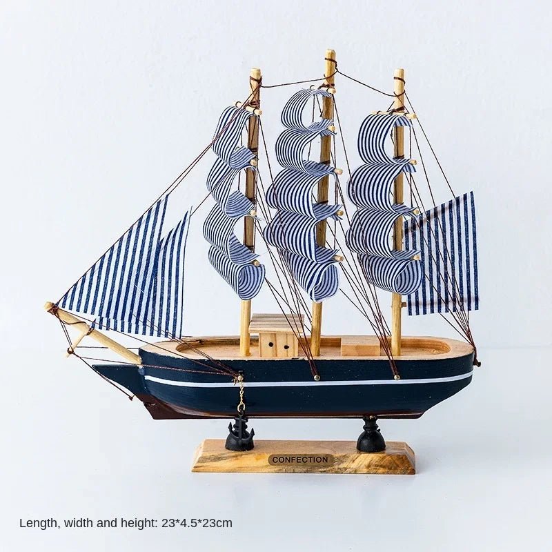 Wooden Sailboat Model for Office/Living Room Decor, Nautical Crafts, Creative Home Decoration, Birthday Gift - Etawia Products