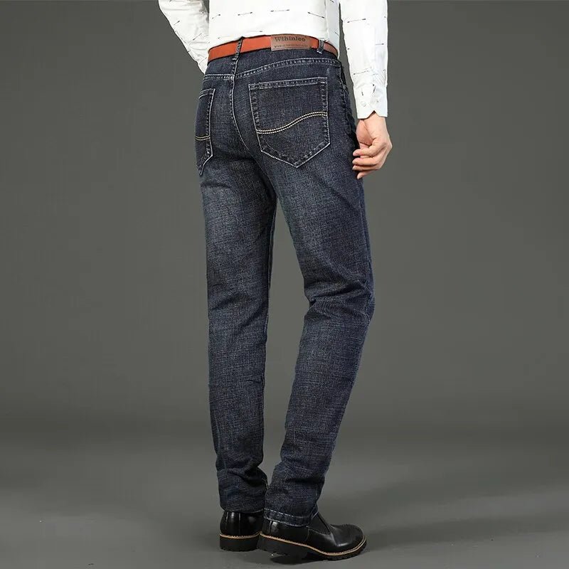 Wthinlee New Business Men's Jeans Casual Straight Stretch Fashion Classic Blue Black Work Denim Trousers Male Brand Clothing - Etawia Products